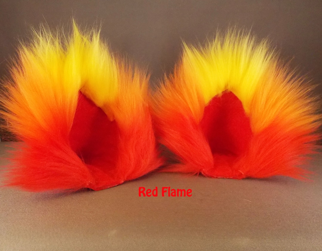Cat Ears Flame Cosplay / Cat Ear Clips / Yellow Red Orange / Cat Ear