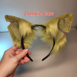 Zombie / Frankenstein Cat Ears Headband Cosplay / Faux Cat Ears / Cat Cosplay Anime Ears / Furry Cosplay Ears / Kitty ears