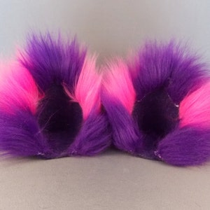 Cheshire Cat Pink and Purple Cat Ear Clips With or Without Tail