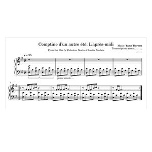 Comptine d un autre ete, l apres-midi – Yann Tiersen - ピアノ楽譜 - インスタントデジタルダウンロード