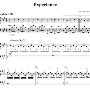 Experience - Ludovico Einaudi - Piano Music Sheet PDF - Instant Digital Download
