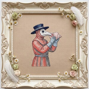 Plague Doctor Cross Stitch Pattern, Seashell Cross Stitch, Shell Embroidery, Ocean Decor, Coastal Cottage, Gothic Fantasy PDF