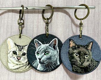 Patch Keychain cat, Handmade Cat Keychain, Cute Gift for Cat Lovers, Keyring Bag Charm, Cat lover gift pet charm bag accessory, Gift for her