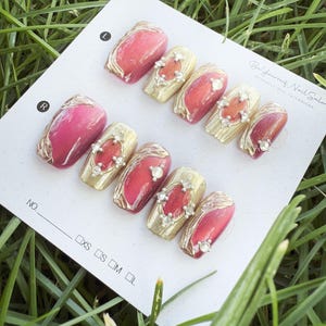 Rose Gold Press Ons|Baroque Pearl Nails|Ballet Satin|Press Ons Nails|Bridal Short Coffins|Short Coffin Petite|Valentine Luxury Nails|Nails