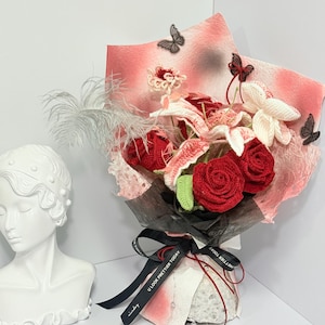 Handmade Crochet Flower Bouquet | Customized bouquet for her | Home decoration | Tailored crocheted bouquet | Elegant and timeless bouquet