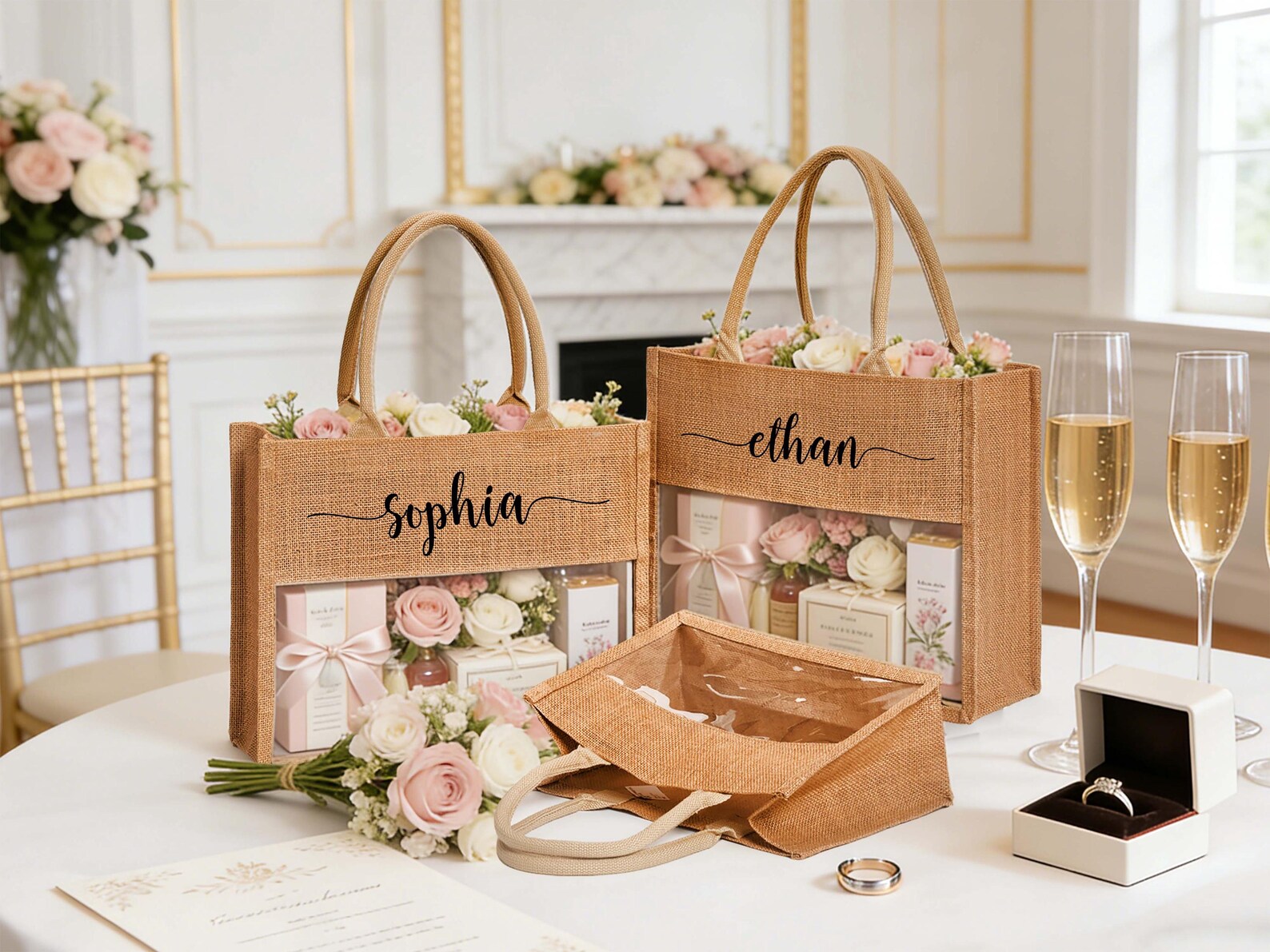 Personalized Bridesmaid Burlap Bag, Custom Bridesmaid Gift Bag ...