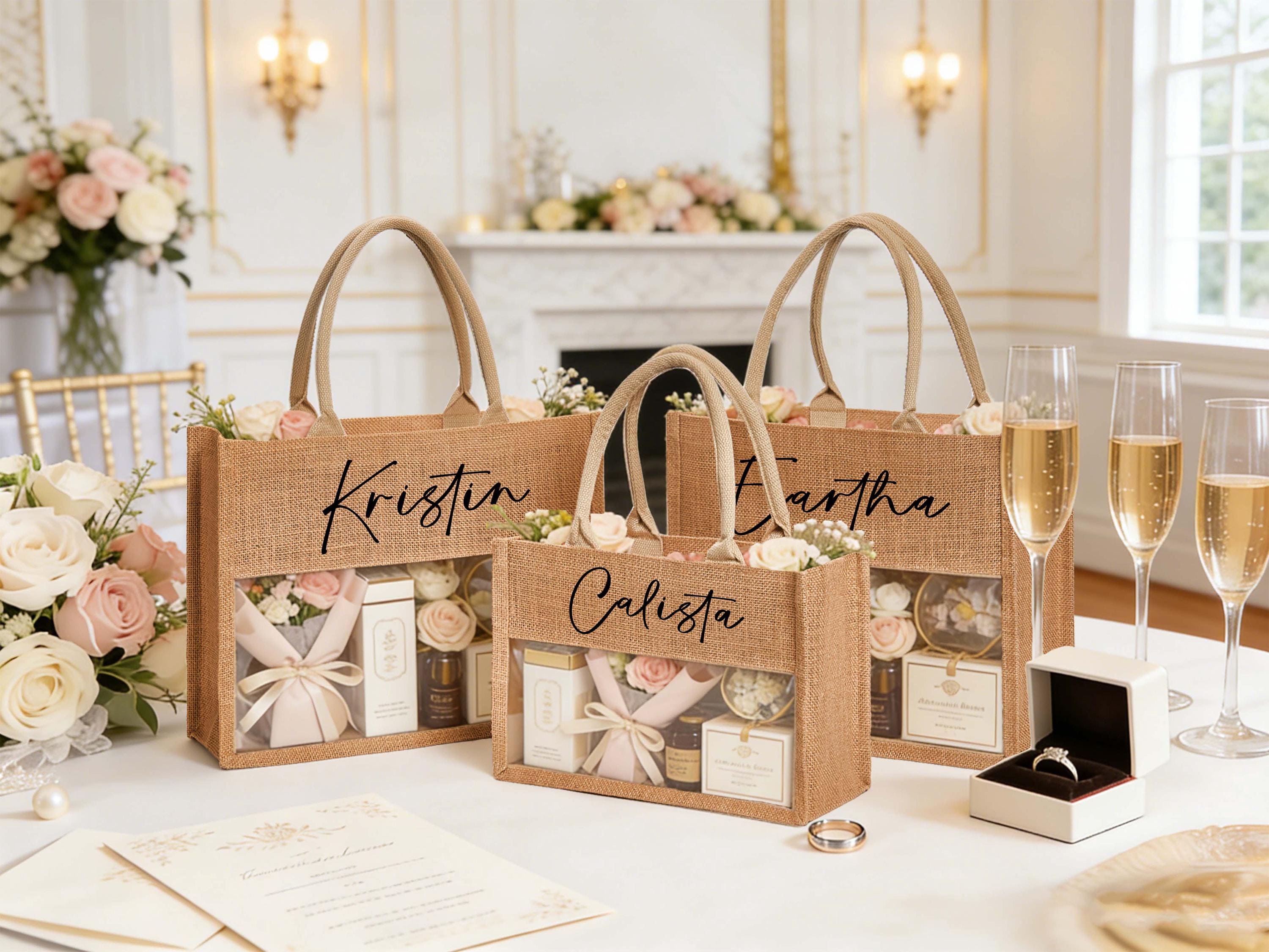 Personalized Bridesmaid Burlap Bag, Custom Bridesmaid Gift Bag ...