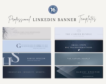 16 LinkedIn Banner Templates | Editable in Canva & PowerPoint | Professional Personal + Minimalist Business Branding | Social Media Headers