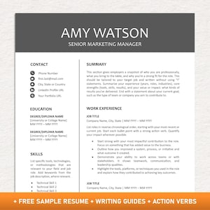 Professional Resume Template for Word & Google Docs | Minimalist, Clean, Modern CV 2025 | Two-Column Layout
