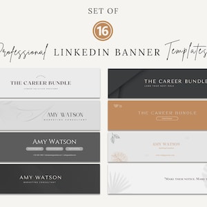 16 LinkedIn Banner Templates | Editable in Canva & PowerPoint | Personal + Business Branding | Professional Minimalist Social Media Headers