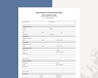 Job Application Template | Printable & Editable | Employment ...