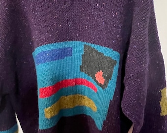 Su Zen Large Wool Colorblack 90s Women's Sweater