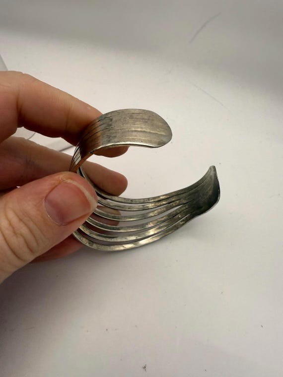 Silver Multi-Band Cuff Bracelet - image 6