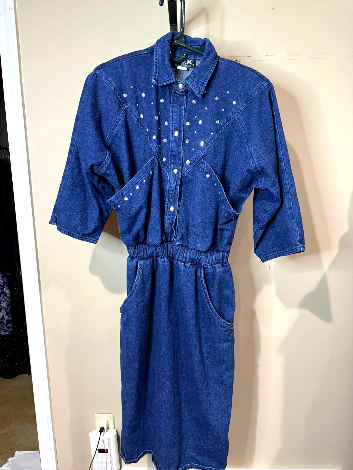 white christmas dresses Studded Western Buckle Stretch Denim Dress