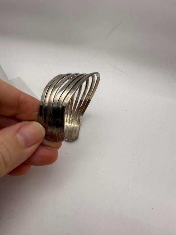 Silver Multi-Band Cuff Bracelet - image 4