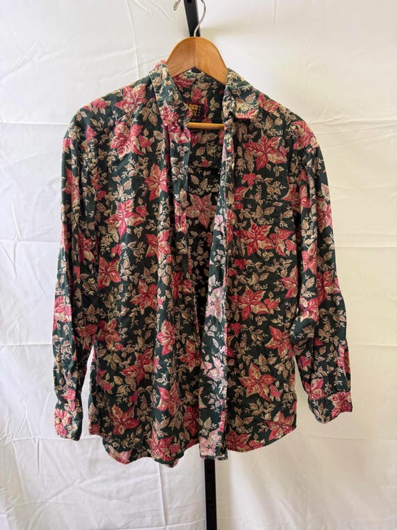 90s Vintage Faded Glory Large Floral Button-Up Bl… - image 2