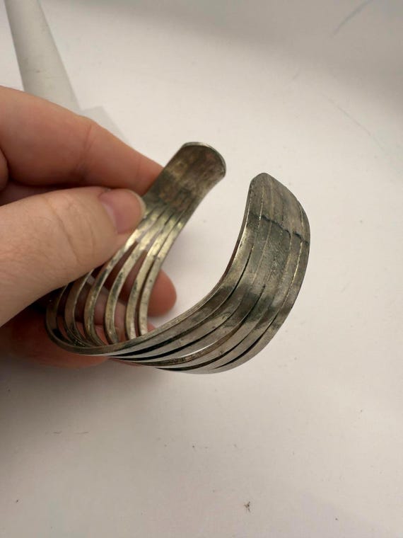 Silver Multi-Band Cuff Bracelet - image 9