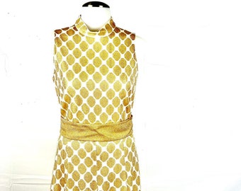 60s Gold Metallic Maxi Dress