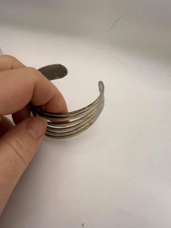 Silver Multi-Band Cuff Bracelet - image 5