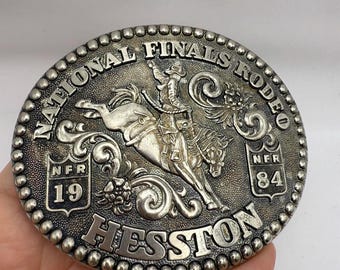 Boucle De Ceinture Vintage Hesston 1978 Rodéo Cowboy - Occasion - Fermoir Western
