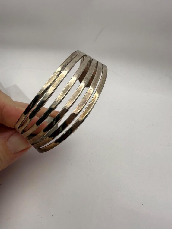 Silver Multi-Band Cuff Bracelet - image 2