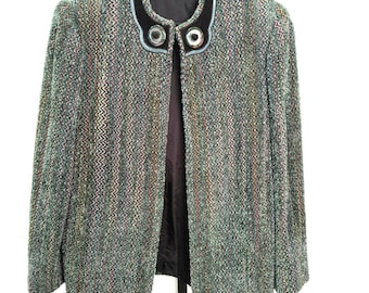 Handmade Gorgeous Women's Tweed Blazer Jacket with Decorative Buttons