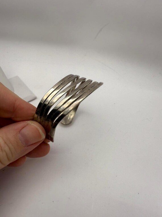 Silver Multi-Band Cuff Bracelet - image 3