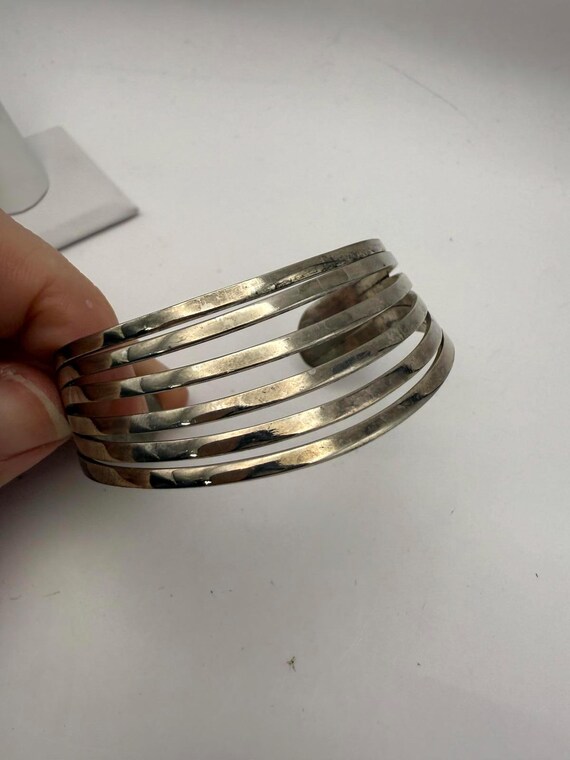 Silver Multi-Band Cuff Bracelet - image 10