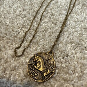 Vintage Taurus Zodiac Necklace Mid Century GoldTone Star Sign