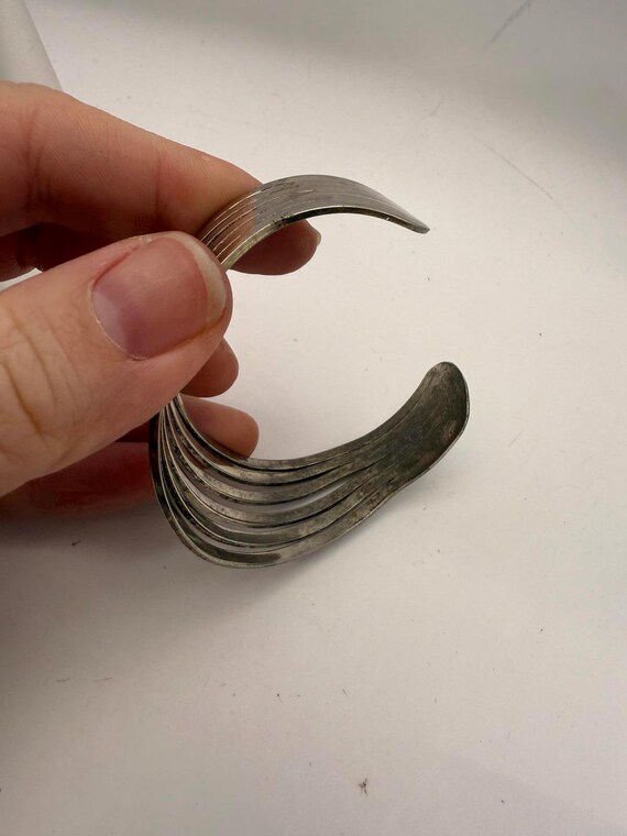 Silver Multi-Band Cuff Bracelet - image 8