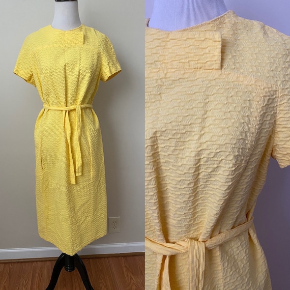 Bright Yellow Vintage Dauphine Polyester Dress