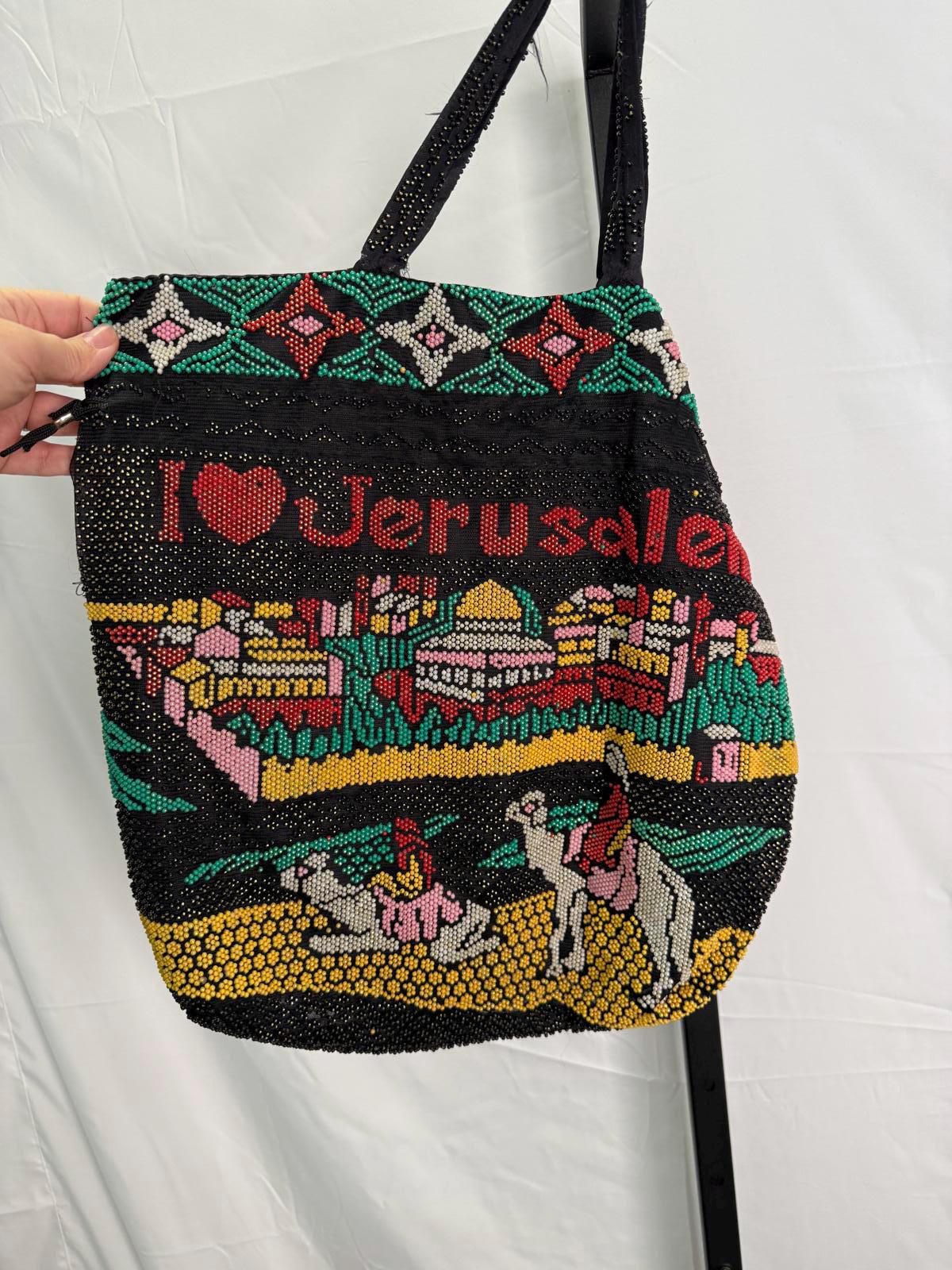 Vintage Beaded Tote Bag With Jerusalem Design - Etsy