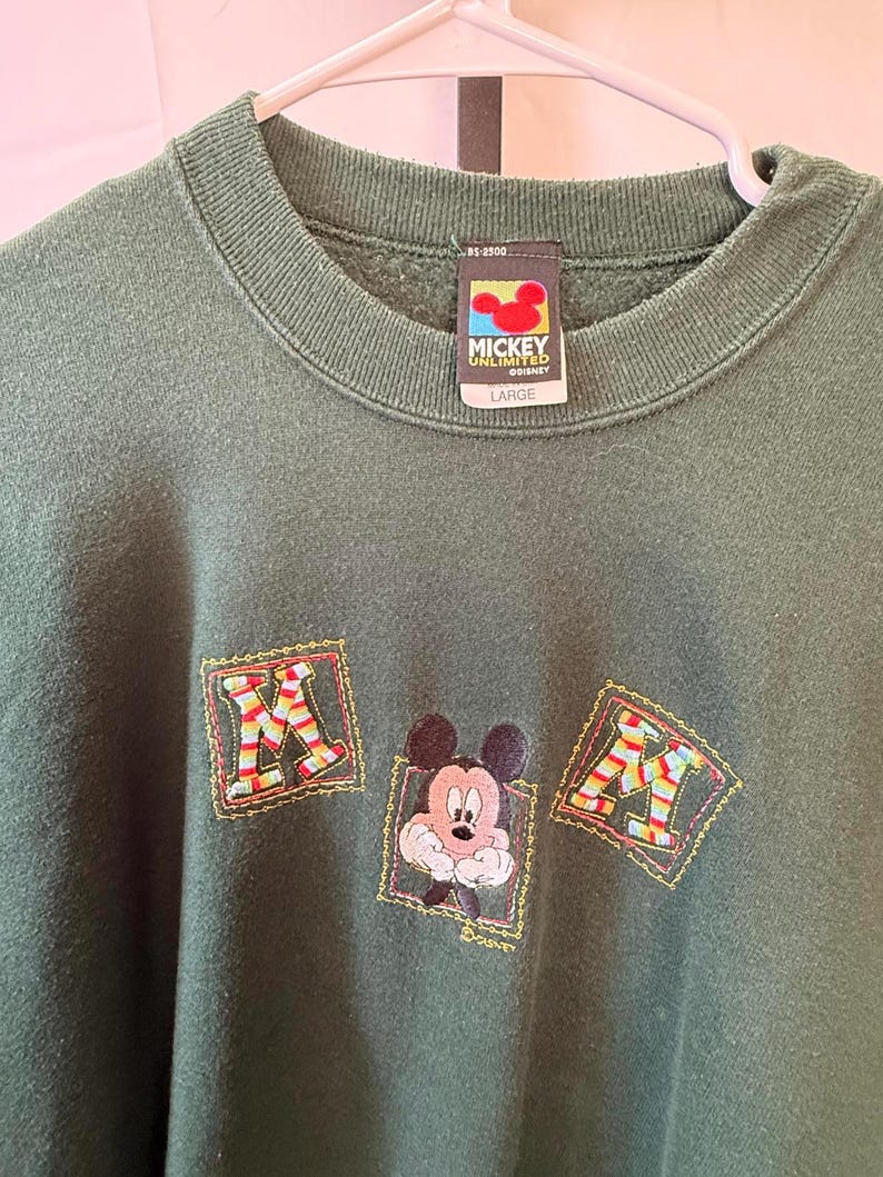 Sudadera verde vintage de Mickey Mouse, talla grande para mamá imagen 2