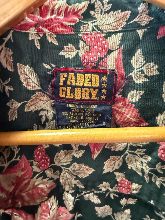 90s Vintage Faded Glory Large Floral Button-Up Bl… - image 4