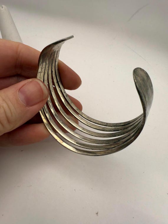 Silver Multi-Band Cuff Bracelet - image 7