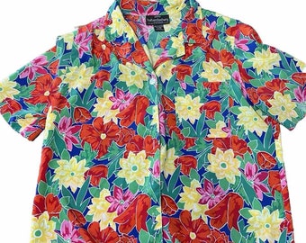 Vintage Haberdashery Hawaiian Shirt SZ 12 Medium Floral Pattern