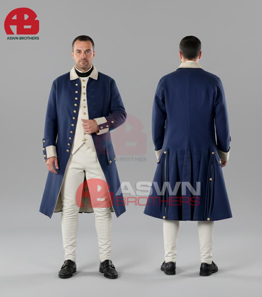 男性用18世紀ネイビーブルーのフロックコート：Aswn Brothersによる