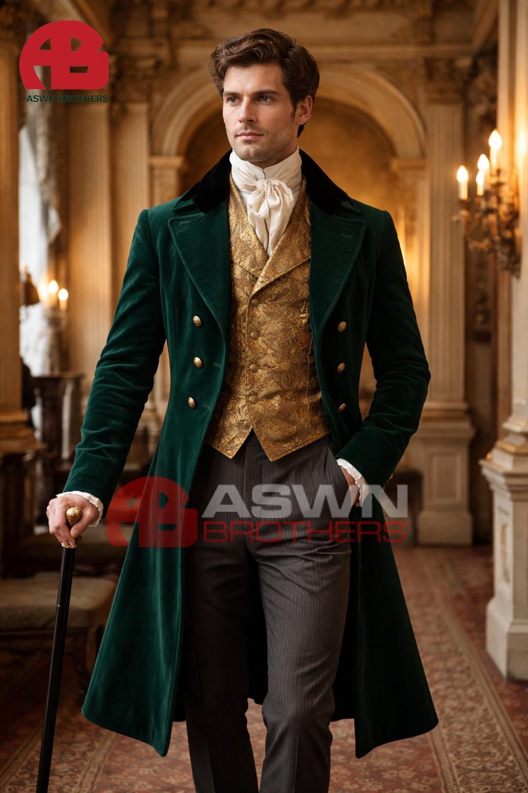 Regency Style Men Men's Regency Gentleman’s Velvet Tailcoat Ensemble – Classic 19th ...