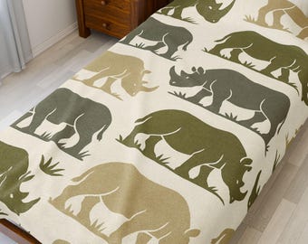 Rhino Velveteen Plush Blanket, Wildlife Conservation Throw