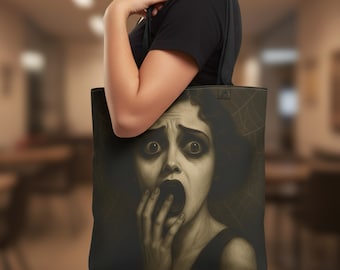 Vintage Horror Tote Bag, Gothic Coquette Spooky Aesthetic, Silent Film Art, Retro Halloween Gift, Horror Movie Lover Gift, Creepy Tote Bag,