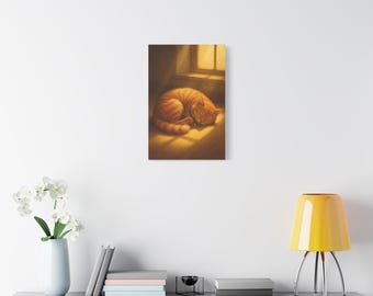Sunbeam Tabby Cat Canvas Print: Cozy Vintage Home Decor