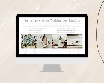 Wedding Timeline Template for Photographers, Customizable Photoshop Wedding Day Timeline Template