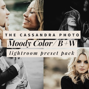 Moody Lightroom Desktop Preset Set of 2, Color and Black and White Preset Pack, Moody Lightroom Presets for Photographers image 1