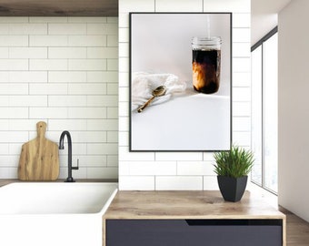 Wall Art of Coffee, Coffee Print, Minimalist Kitchen Decor, Coffee Photography, INSTANT DOWNLOAD, Latte, Coffee Lovers, Coffee Addicts, Art