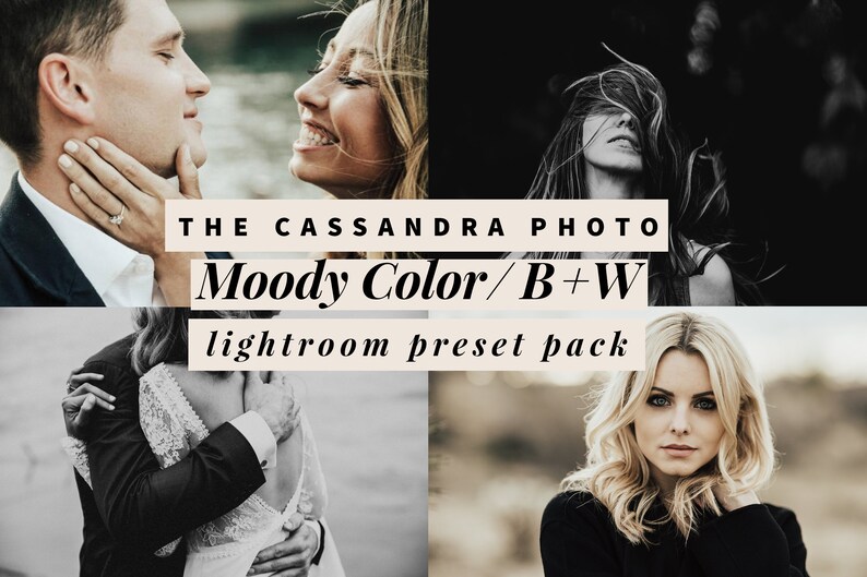 Moody Lightroom Desktop Preset Set of 2, Color and Black and White Preset Pack, Moody Lightroom Presets for Photographers image 1