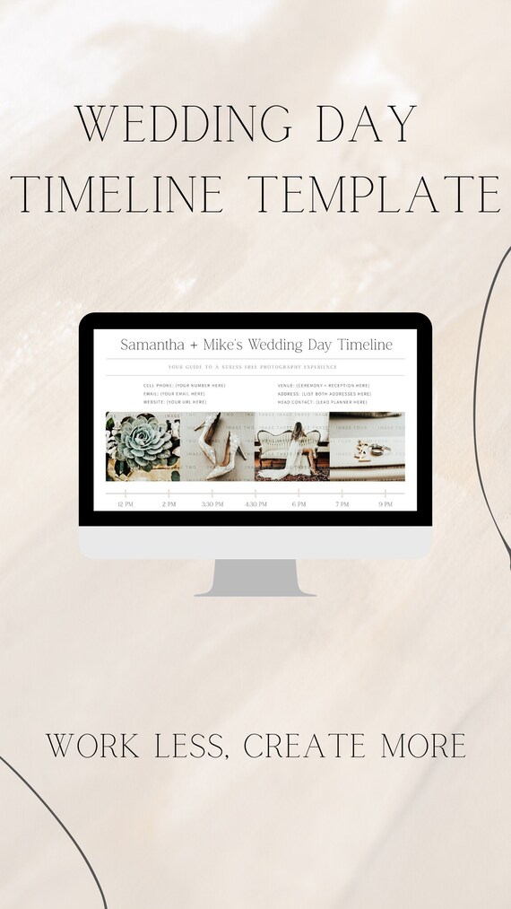 Wedding Timeline Template for Photographers, Customizable Photoshop Wedding Day Timeline Template
