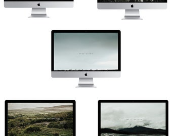 Puede incluir: Conjunto de cinco fondos de pantalla para escritorio con citas inspiradoras y escenas de la naturaleza. Las citas incluyen "It is well with my soul", "Be here now", "Keep going", "Take the road less traveled", y "See it through".