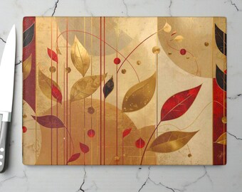 Elegant Floral Glass Cutting Board - Kitchen Decor, Gift for Chefs, Housewarming, Wedding, Cooking Enthusiasts