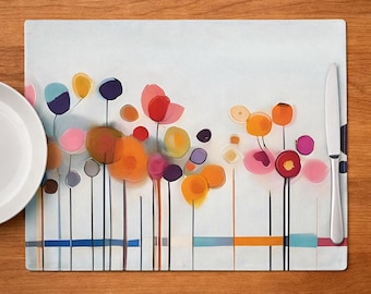 Abstraktes florales Baumwoll-Platzset, modernes Tischdekor-Set mit 1,2 oder 4 Tischsets