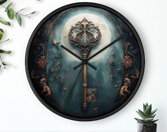 Steampunk Key Wall Clock – Fantasy Gothic Home Decor, Antique Style Gift for Art Lovers